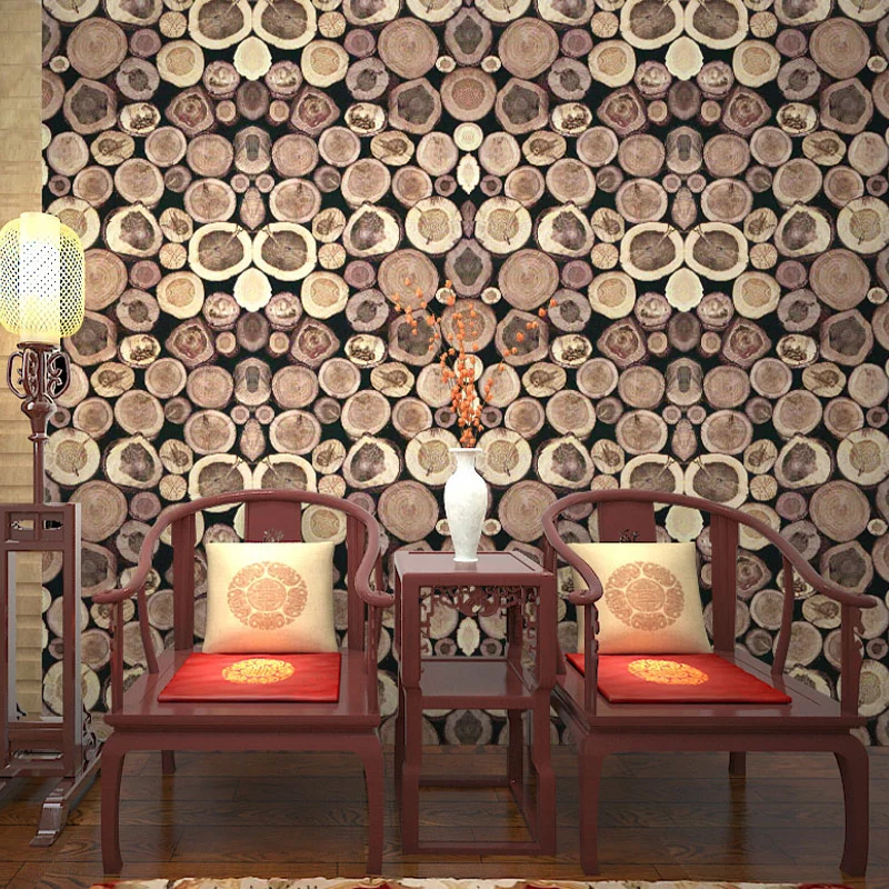 

3d Retro Wood Grain Annual Ring Pvc Waterproof Vinyl Wall Paper Restaurant Study Living Room Home Decor Wallpaper For Walls Roll
