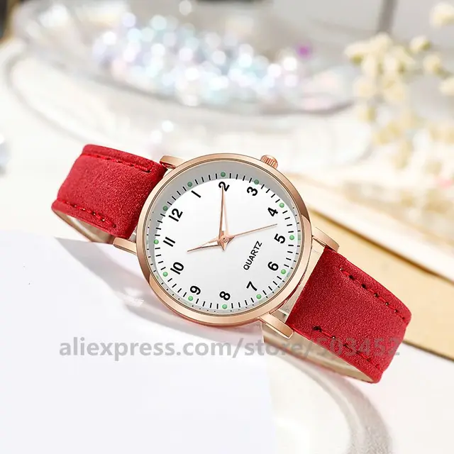 100pcs/Lot Reloj Casual Women Watches Business Female Quartz Luminous hands Glass Leisure Wristwatch Classic Leather Strap Watch 4