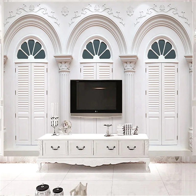 

Drop Shipping Custom Photo Murals Jane European-style Roman Column Arch Sofa Background Non-woven 3D Wallpaper Papel De Parede