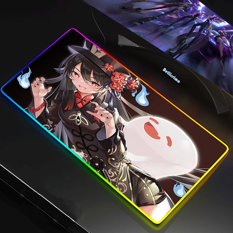 Hu Tao Genshin Impact Rgb Mause Gamer Keyboard Mat Mouse Mats Mousepad