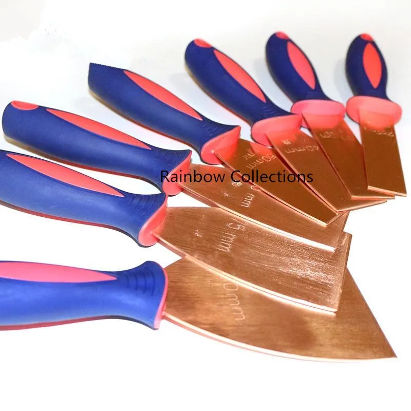 1pcs Width25-125mm, L200mm, Thick 1.5mm Copper plastic handle putty knife Red Copper putty knife  Putty spatula Hand Tools Parts 5