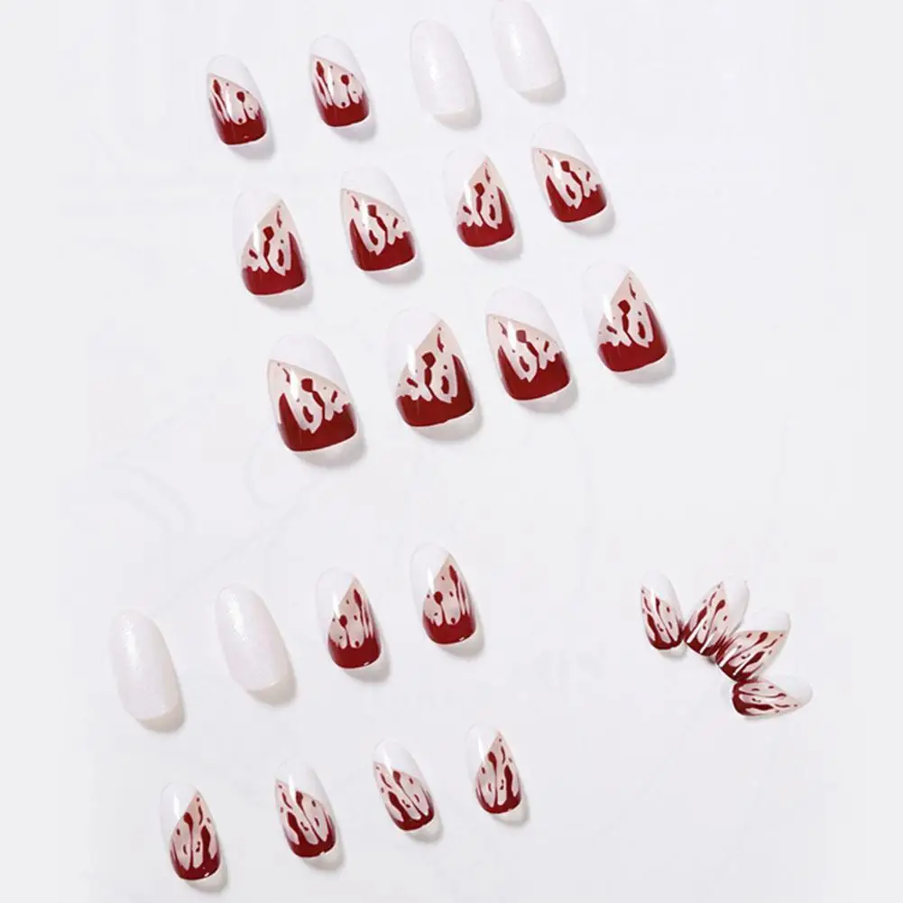 

Artificial False Fingernails Halloween Blood Drop Fake Full Manicure With Cover Press On Design Nails Tools 1set K6T4