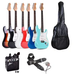 39 Inch Electric Guitar Set Kit Maple Neck Body Mini Amplifier Guitar Bag Strap Pick String guitarra el ctrica
