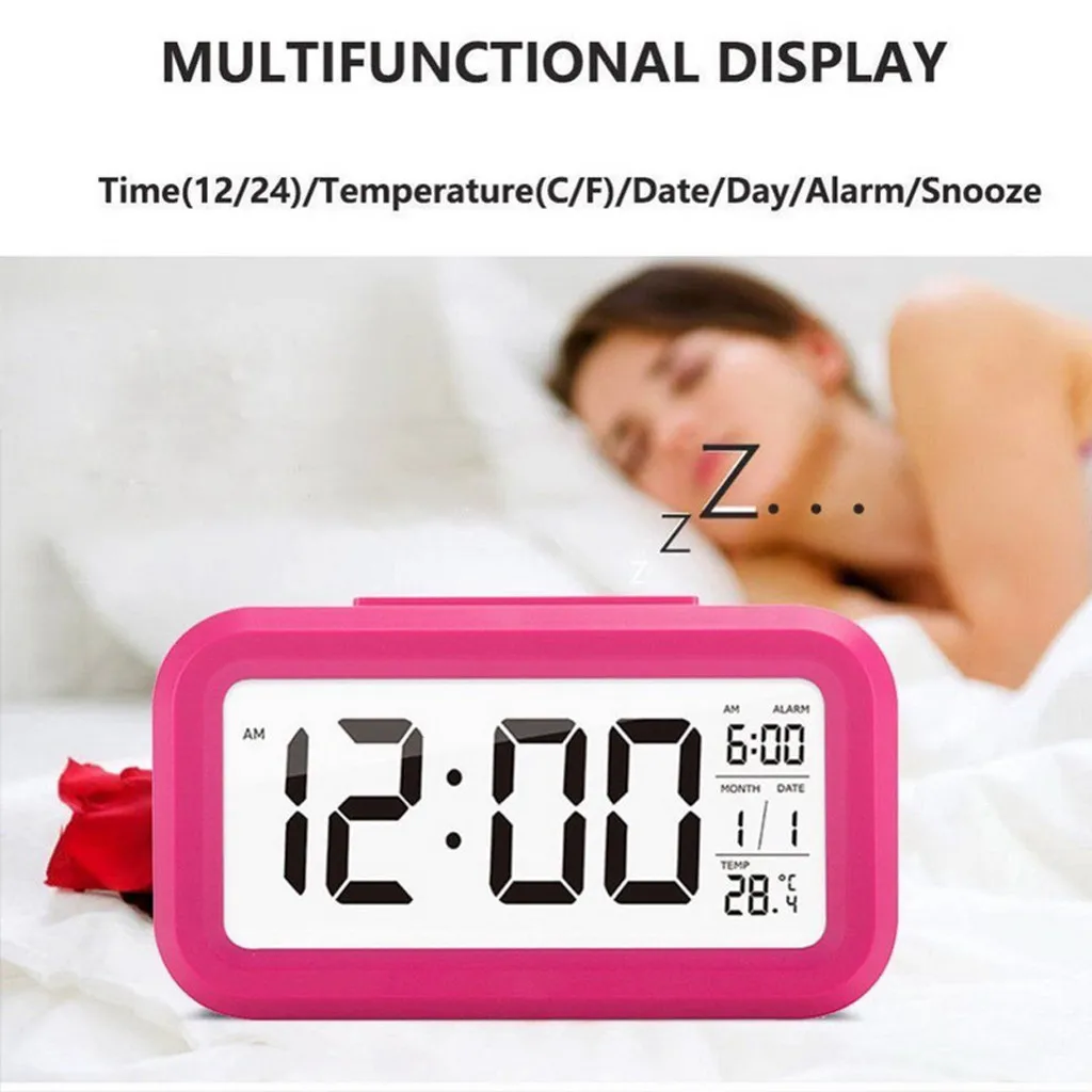 

HIPERDEAL Digital LED Alarm Clock Snooze Backlight Time Calendar Thermometer Temperature 8.6