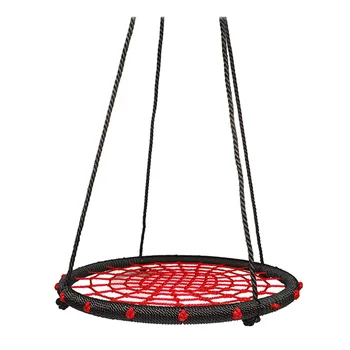 

100cm Round garden hanging seat Outdoor swing Nylon net rope children's swing