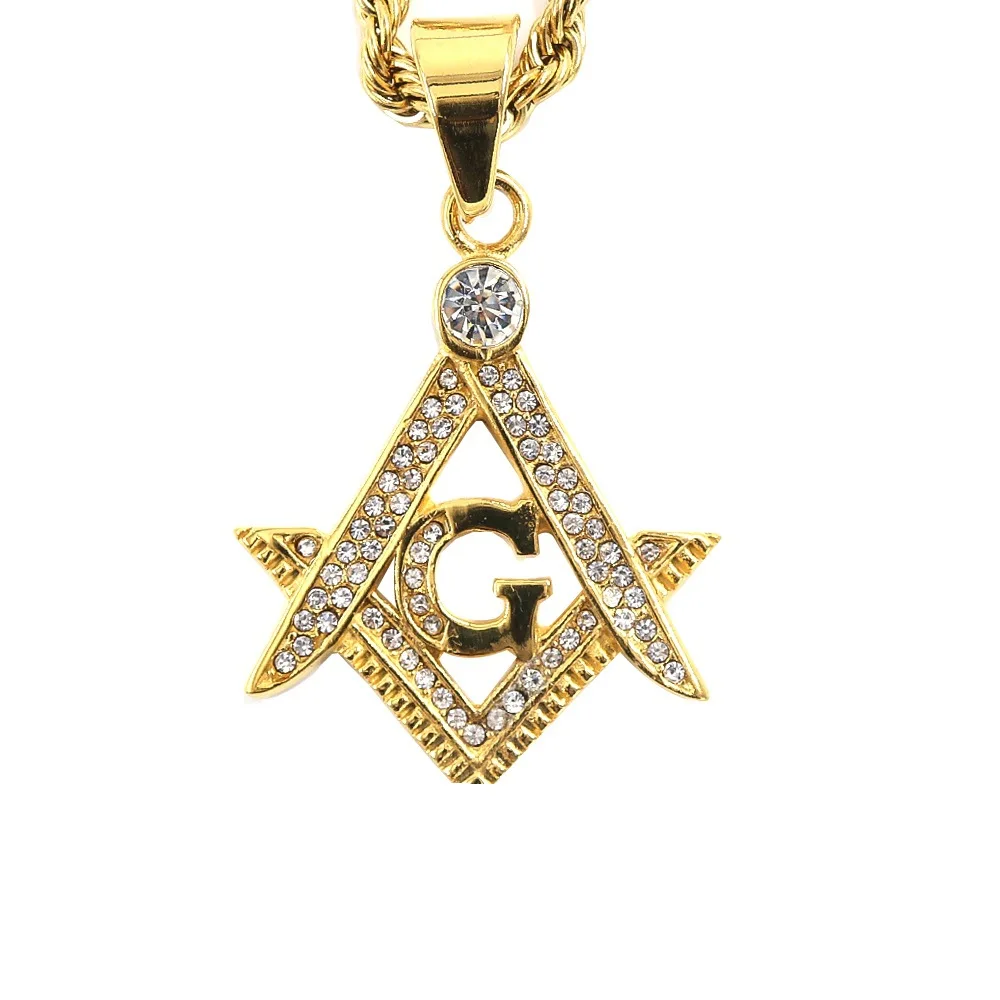 Necklace Men Freemasonry Necklace Gold color Necklace Religious pendant