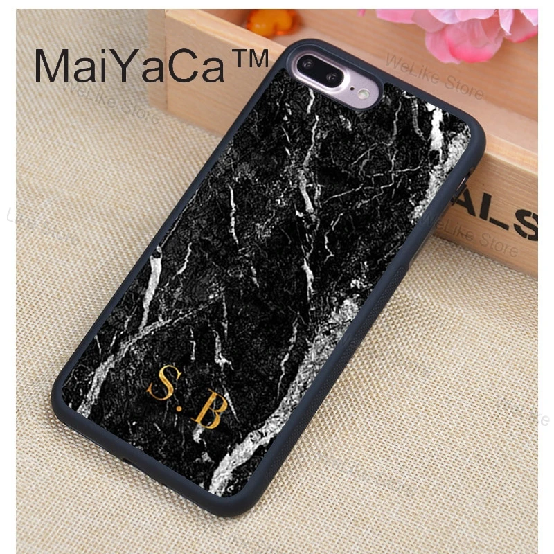 Case Monogram marble iPhone 7 Plus case Gold initials