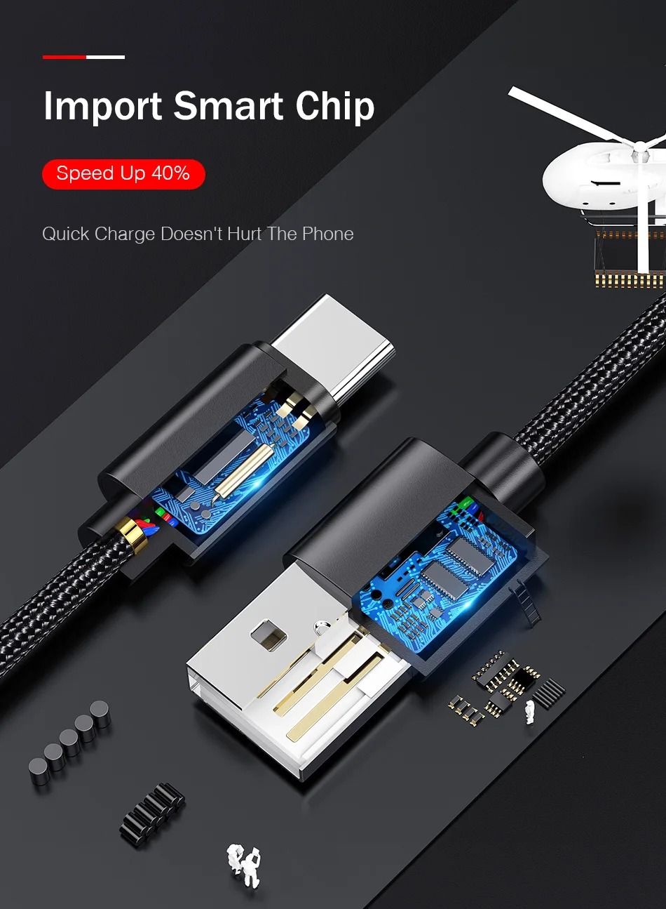 Rock usb type C кабель для samsung huawei Oneplus Быстрая зарядка 3A type-C кабель для зарядки мобильного телефона Дата USB C кабель для Xiaomi