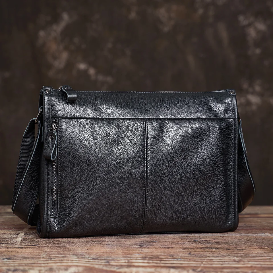 Casual männer Schulter Tasche Aus Echtem Leder Business Umhängetaschen Hohe Kapazität Klassische Messenger Für 10,5 Zoll Ipad NUPUGOO – Detail 5