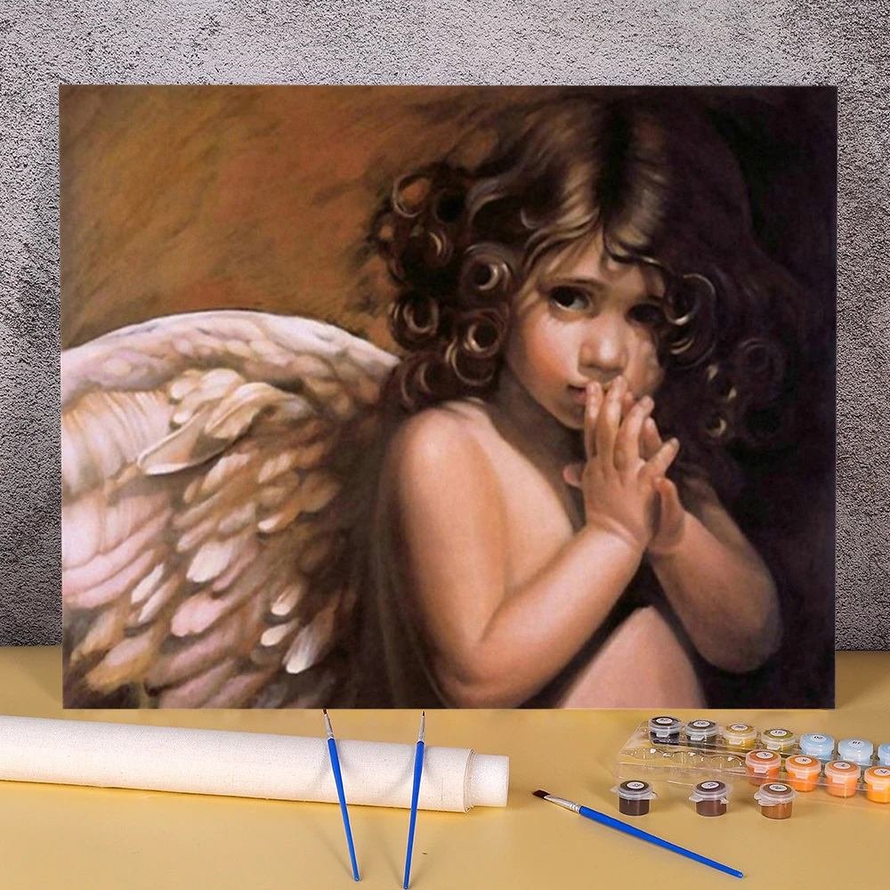 大人のための天使の女の子の絵 アクリル絵の具のキット 50x70 油絵 手工芸品 卸売アート 番号でペイント Aliexpress