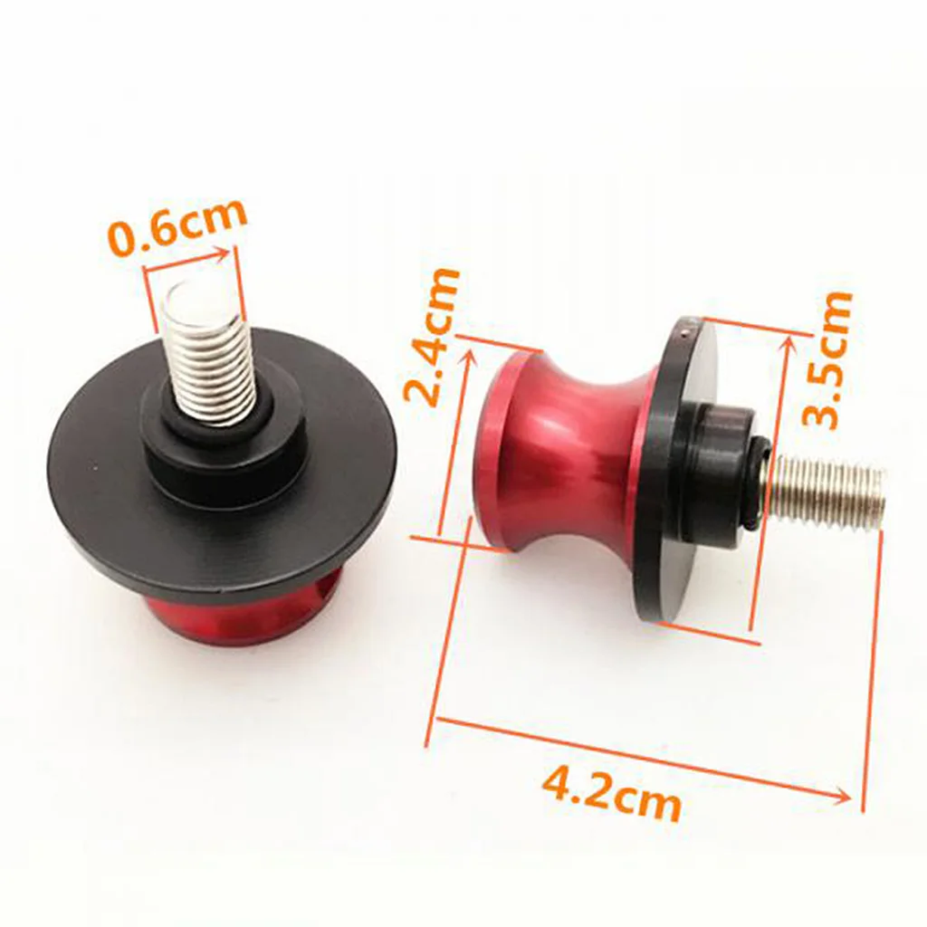 Red 6mm Swingarm Spools For R1 R6 R3 FZ1 FZ8 MT01 MT09 FZ9 RSV4R Daytona