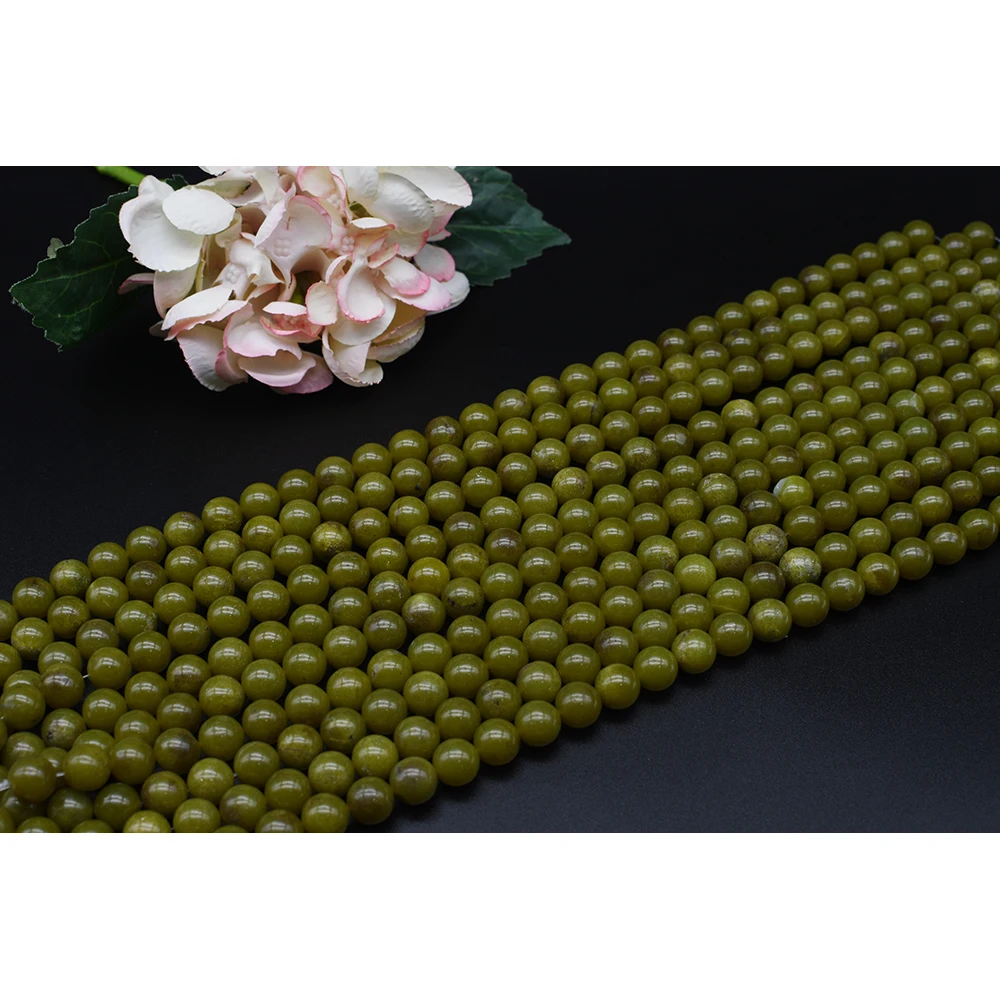 12mm AAAAA Natural Smooth Olive Jade Round Stone Beads For DIY necklace bracelet jewelry make 15 