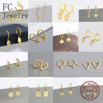 

FC Jewelry 100% 925 Silver Korean Owl Crystal Enamel Eye Stud Earring For Women Girl Pendientes Brinco 2020 Boucle D'oreille