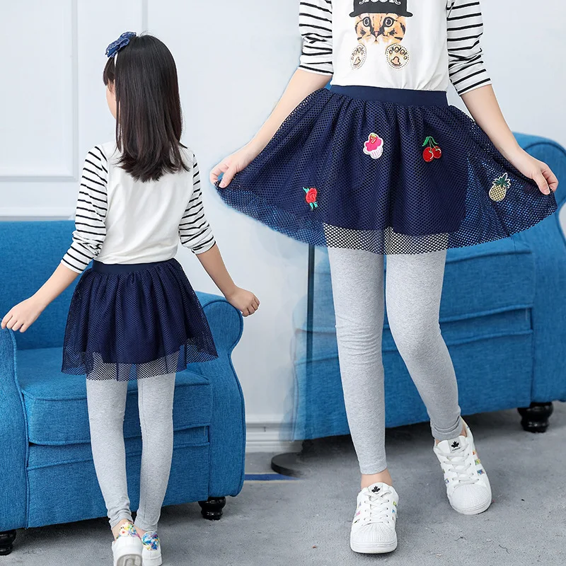 

CHILDREN'S Leggings 2019 Autumn And Winter New Style Mock Two-Piece Girls Gauze Culottes Trousers 6-15-Year-Old Big Boy Pants