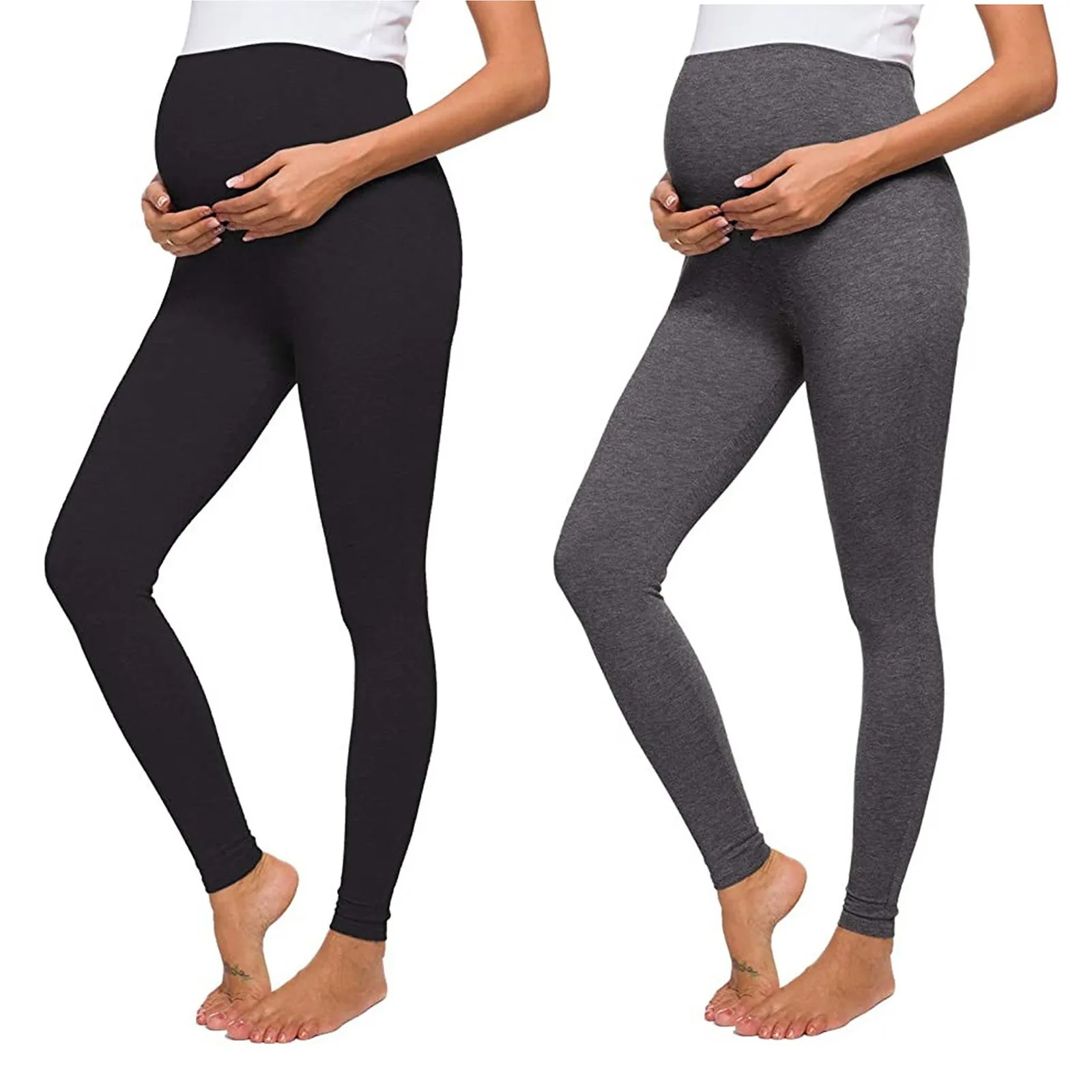Pantalones de maternidad suaves y delgados para mujeres embarazadas, Leggings de cintura ajustable, ropa de embarazo, pantalones de talla grande