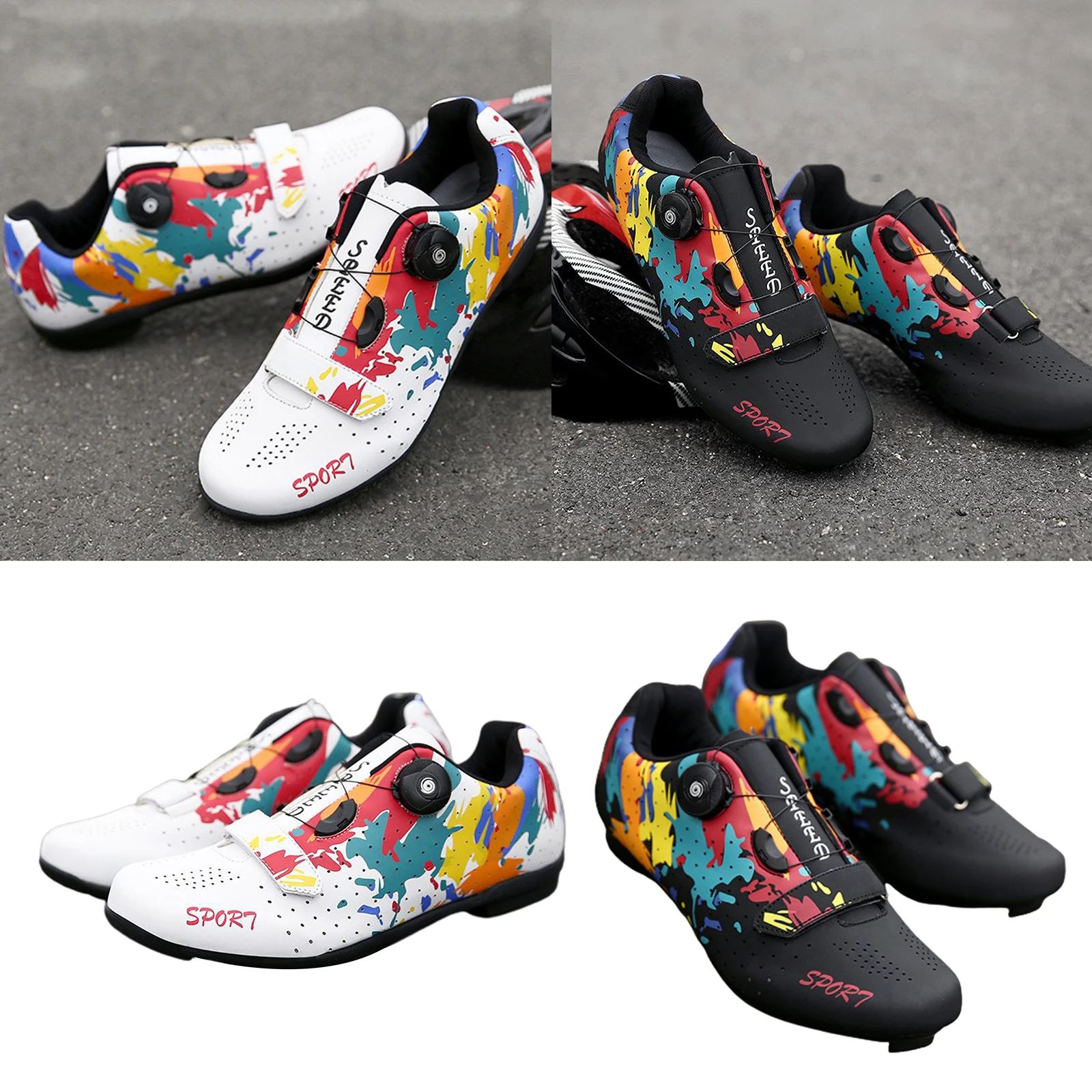 Road Bike Cycling Shoes Sneaker Lock Shoes 2 3 Bolt Bicycle Shoes Cycling Look SPD SL System Cleat Shoes Cycling Equipment Gear