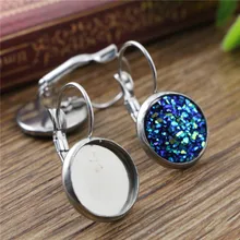 Не выцветает) 12 мм 10 шт нержавеющая сталь Французский рычаг назад серьги пустой/основание, подходит 12 мм Стеклянные Кабошоны, кнопки-(L3-08