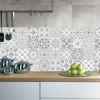 

Moroccan style Retro Wall Tile Stickers For Kitchen Bathroom PVC Self Adhesive Waterproof Floor Sticker Waist Line Home Decor
