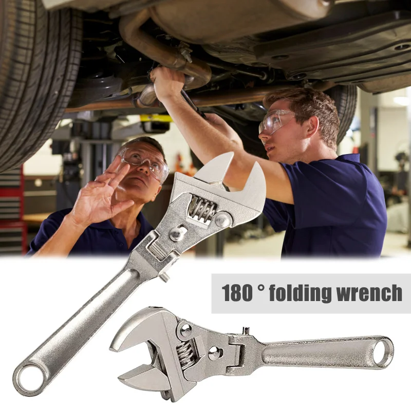 

Hot 8 Inch Adjustable Ratchet Wrench Set 180 Degree Rotating Opening Folding Tubing Universal Multi Manual Tool Car Repair Tools