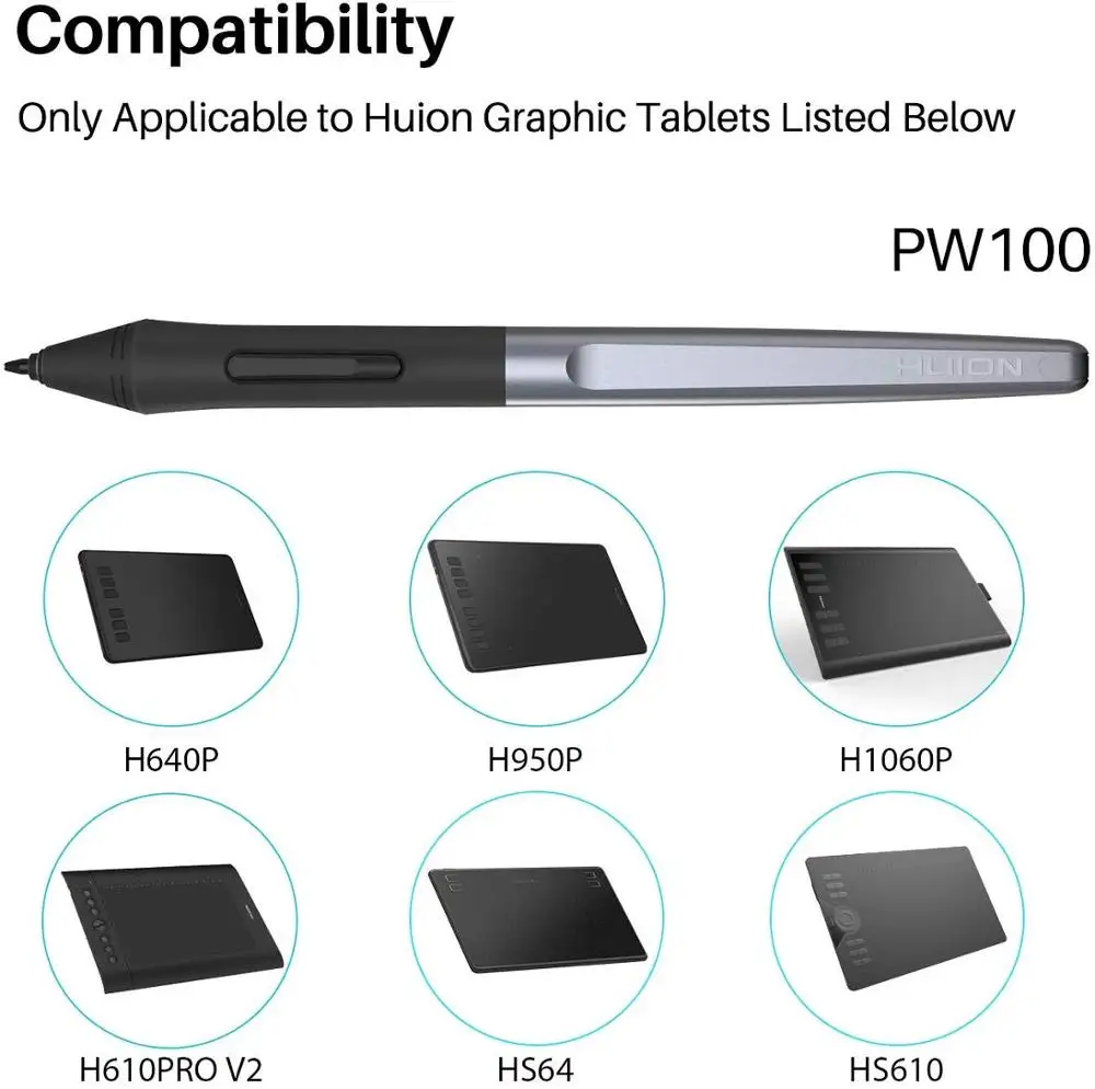 Kopen Huion PW100 Draadloze Digitale Pen Batterij Gratis 8192 Niveau Stylus Voor Huion H640P H950P H1060P H610Pro v2 Grafische Tekening Tablet