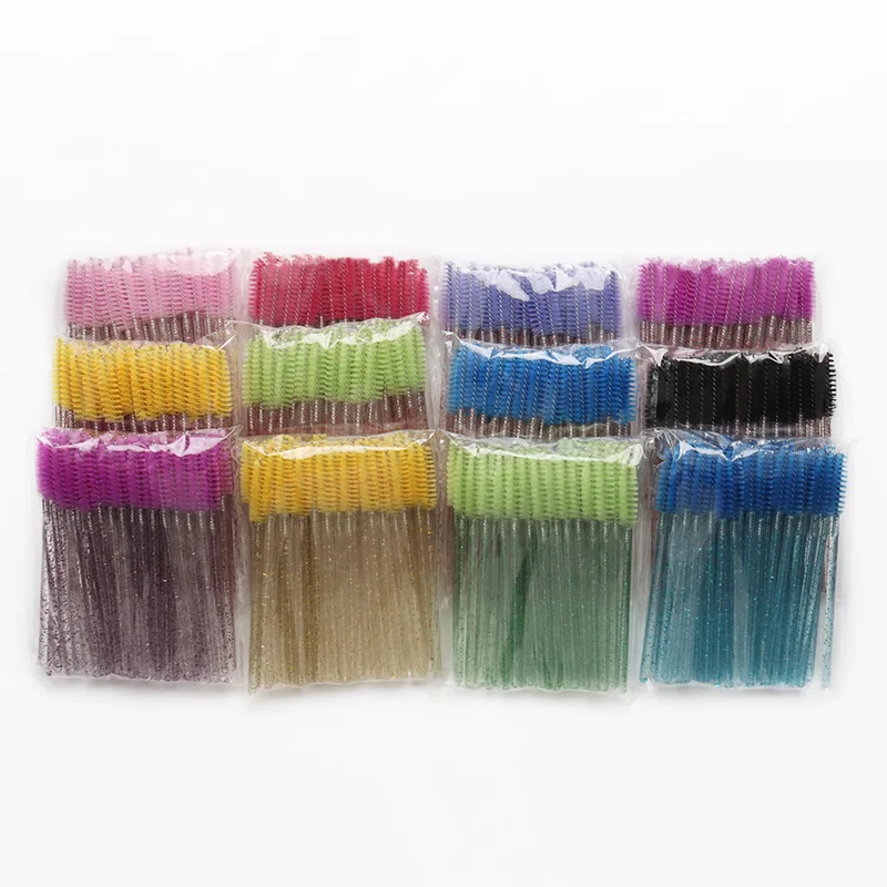 Shiny Disposable Eyelash Brush Applicator Wands Curler Mascara Eyebrow Makeup Tools Spoolers Comb Wands Spoolies Brushes 50pcs makeup brush set mascara wands makeup brush