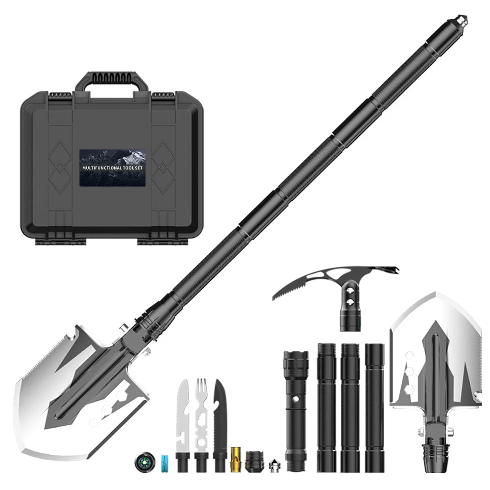 Pala multifuncional plegable para acampada, equipo de pala plegable militar de 76cm, para supervivencia al aire libre, para jardín