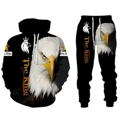 Survêtement imprimé Animal 3D pour hommes, ensemble 2 pièces, pantalon de survêtement et sweat à capuche, mode unisexe, vêtements de sport surdimensionnés pour hommes, automne 