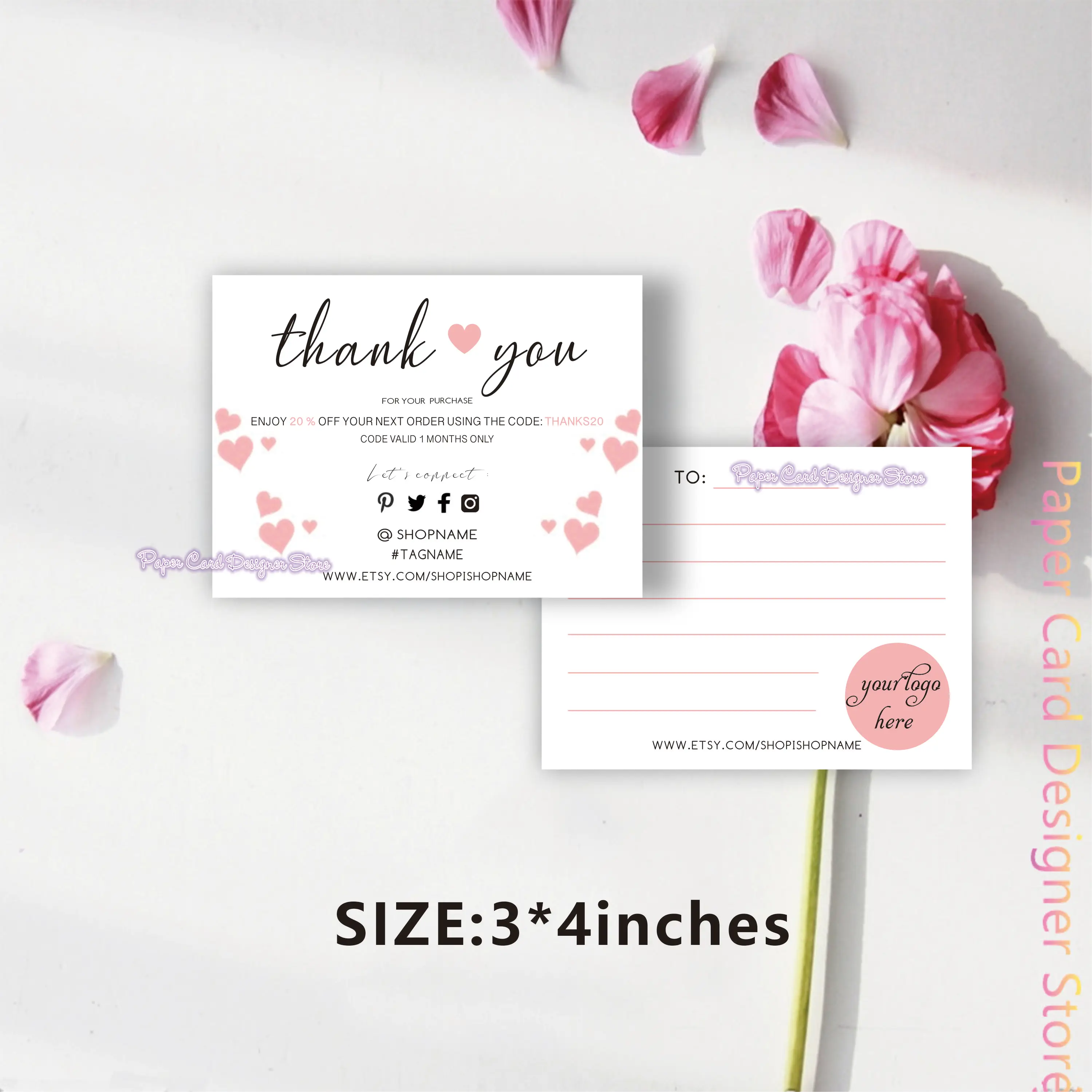 Personalized Thank You Card Etsy Thank You Note Printable, Business Thank  You Note Ideas Code Coupon Business Card Insert Order - Cards & Invitations  - AliExpress