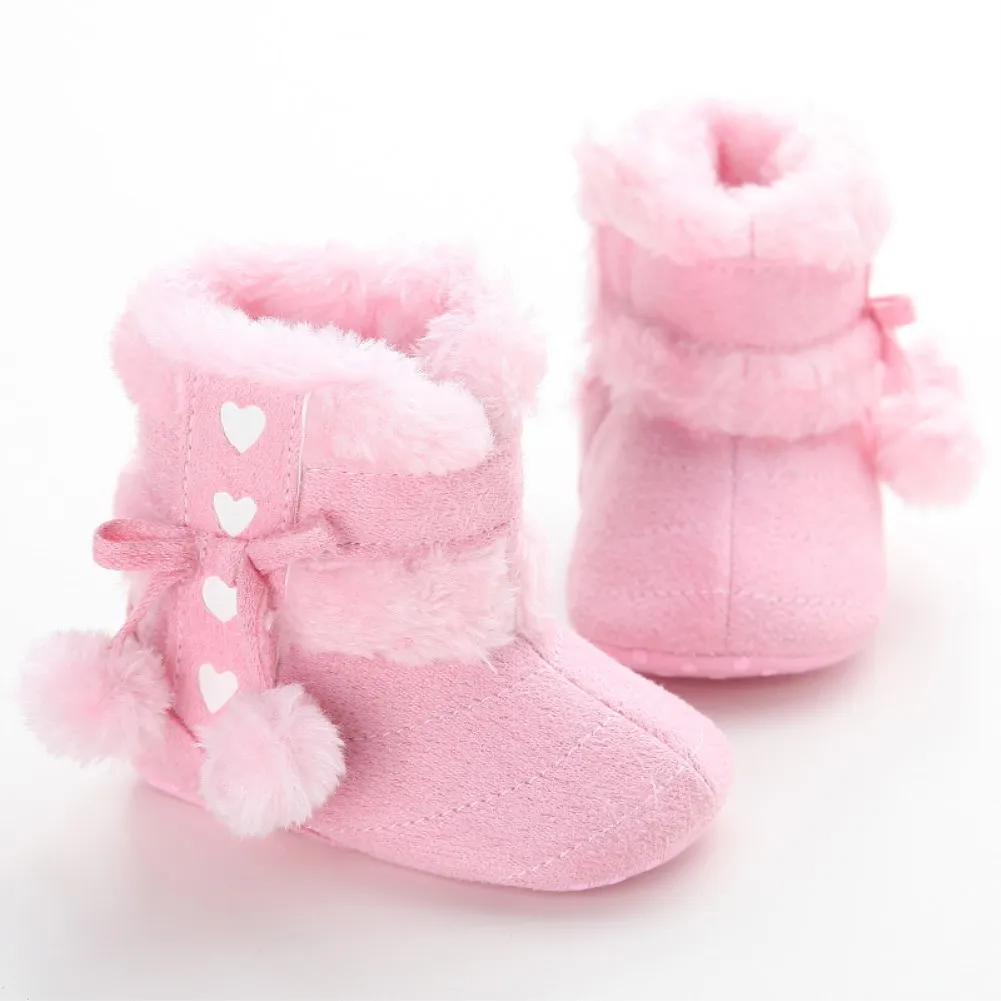Pudcoco/милые зимние сапоги на меху для маленьких девочек; зимняя теплая обувь; мягкая подошва для малышей; слипоны; сапожки с бантиком; Prewalker; 0-18M - Цвет: C
