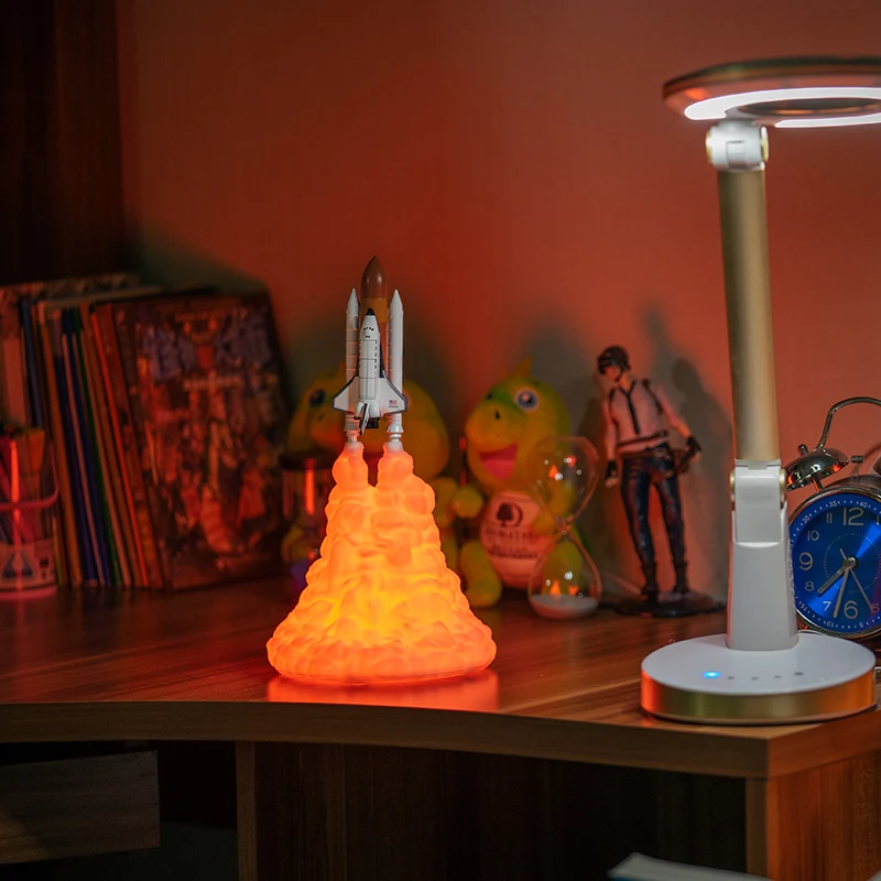  2019 Newest Dropshipping 3D Print Space Shuttle Lamp Rechargeable Night Light For Space Lovers Moon - 32865647350