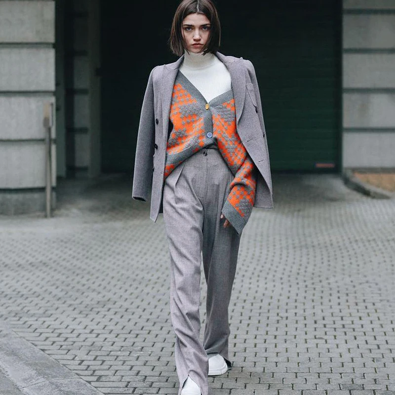 

Female Suit Pants High Waist Split Wide Leg Pants Women's Drape All Match Slim Casual Trousers New Temperament Autumn