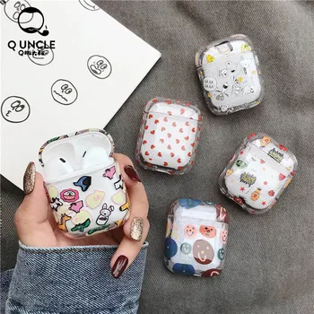 

Q UNCLE Transparent Hard PC Earphone Cases for Apple Airpods Bluetooth Wireless 2 Generation Shell Love Heart Headset Box Cover