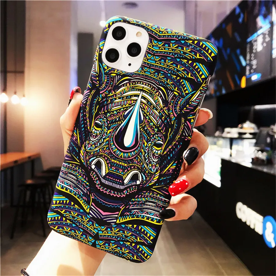 Rhino Светящийся чехол с животными для iPhone 11 Pro Max XR XS Max 6 6S 7 8 Plus X Тигр Волк слон ночной светящийся силиконовый мягкий ТПУ чехол для телефона - Цвет: Rhino