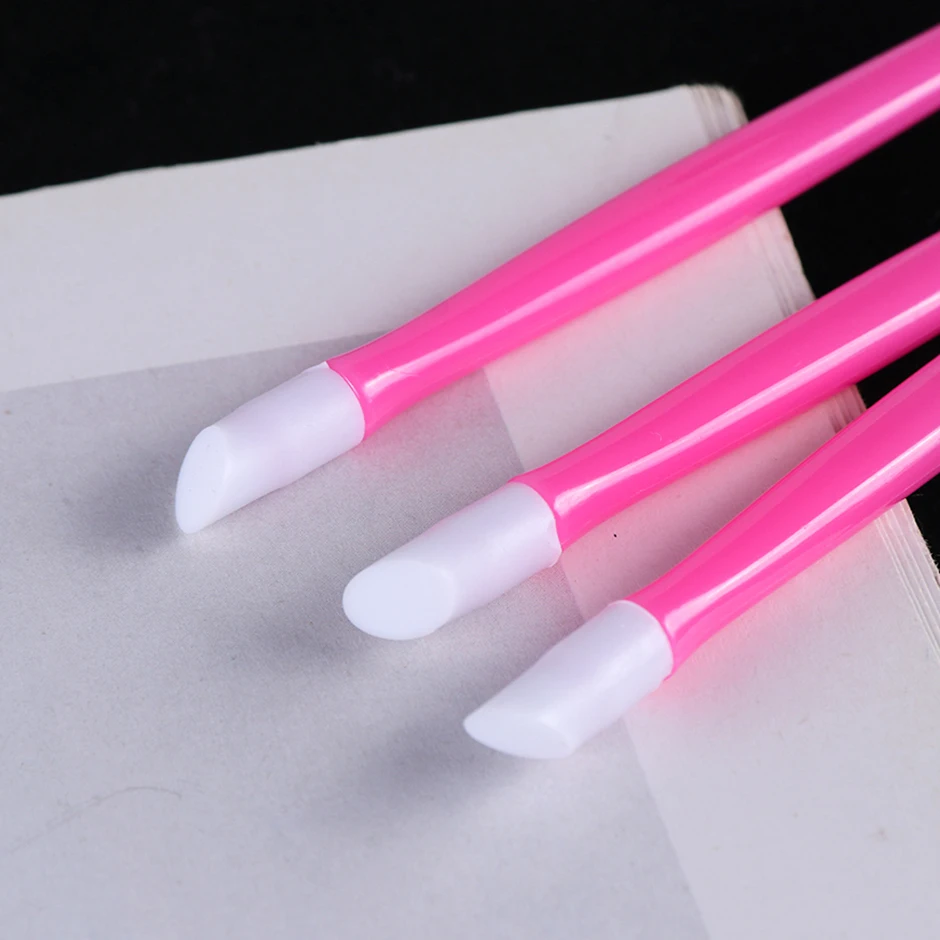 3 шт. мягкий пластиковый гвоздь толкатель двойной конец резиновая ручка для измерения давления гладкая палочка для наклейки порошок Маникюр Инструменты для удаления ногтей CHNC370