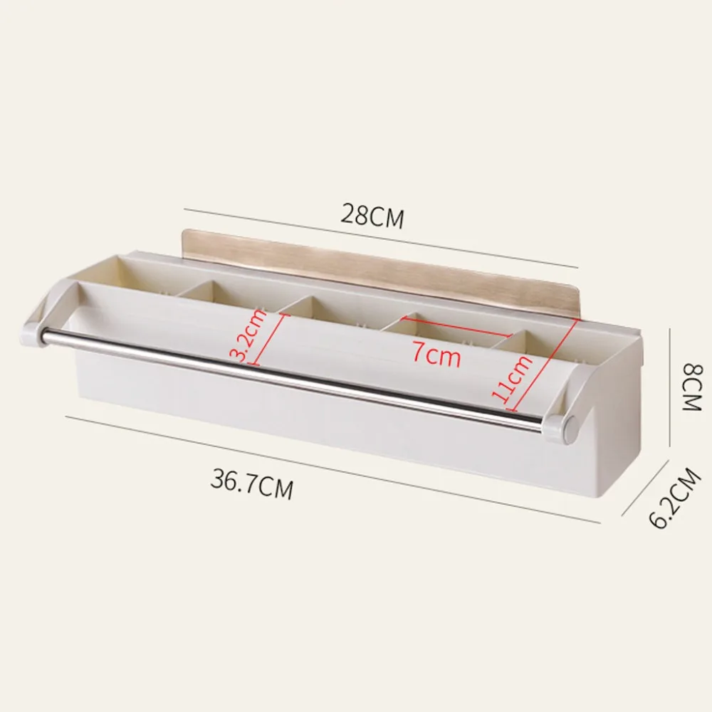 Kitchen Bathroom Wall Storage Rack Punch-free Bathroom shelf Towel Organizer #4C20 (10)