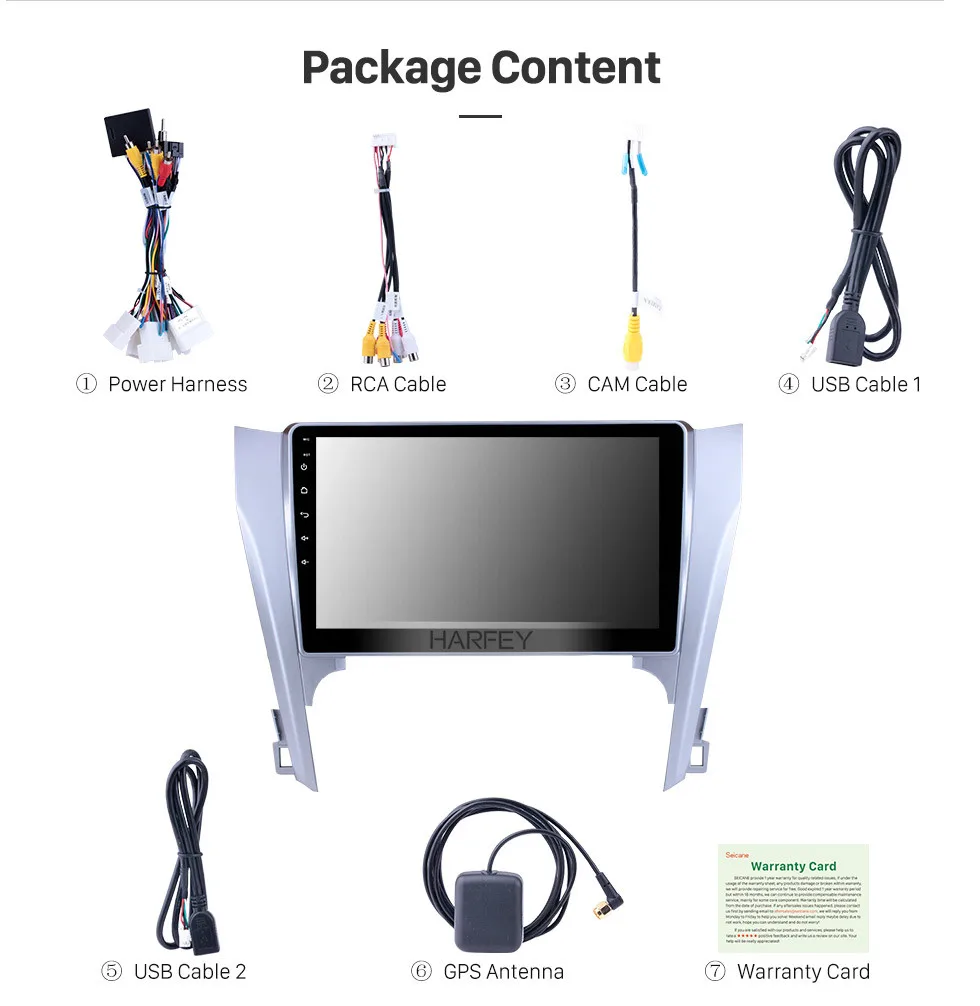 Sale Harfey Android 9.0 for 2015 Toyota CAMRY 10.1" GPS Nav  With Radio Rearview Camera 3G WiFi Bluetooth car multimedia player SWC 14