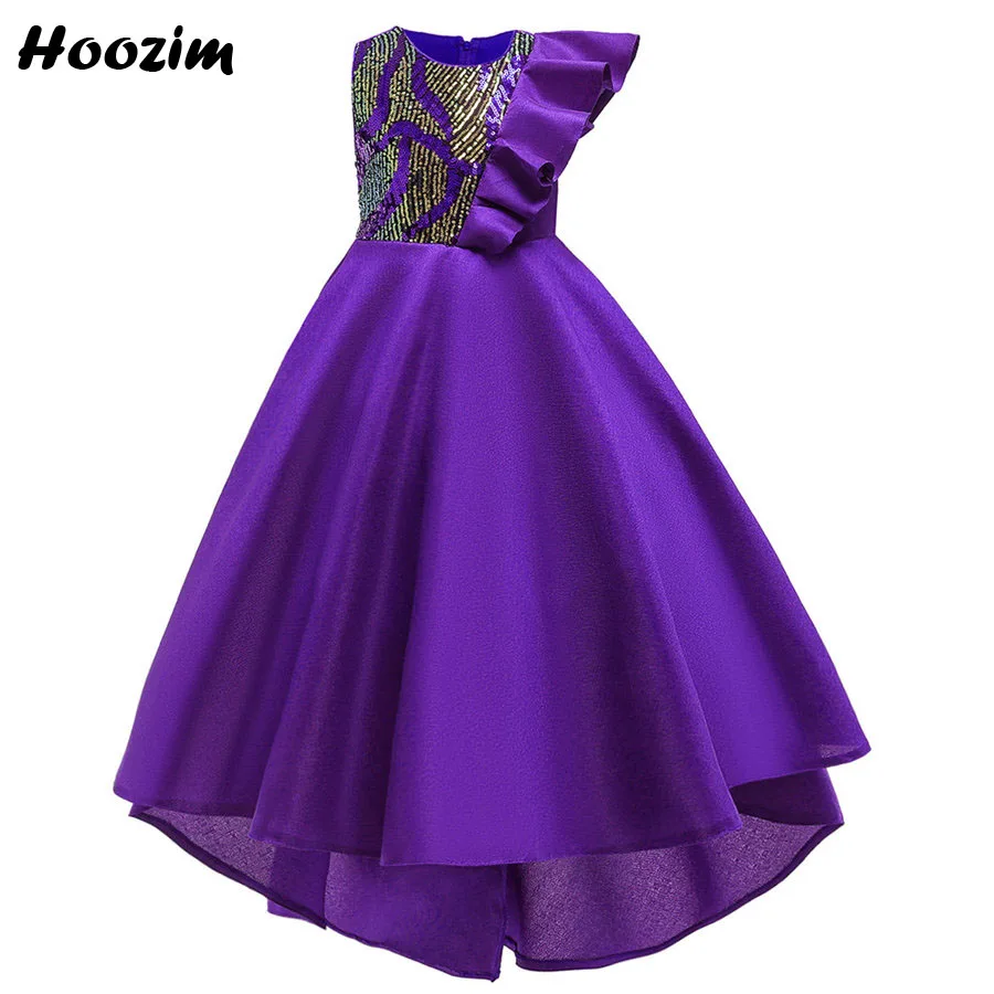 Роскошные Асимметричный оборками пройма длинное платье на выпускной и девушки