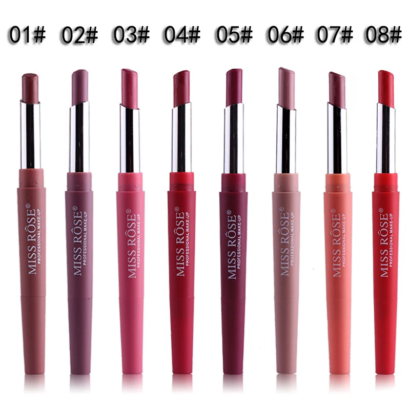 

MISS ROSE Nude Color Matte Lip Pencil Waterproof Long Lasting Pencil Lipstick Pen Matte Lip Liner Sexy Lip Makeup TSLM1
