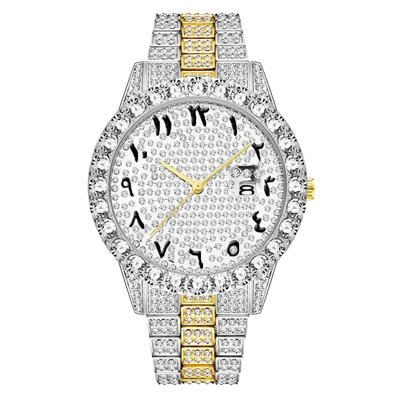 MissFox дропшиппинг арабские цифры алмазные часы мужские розовое золото Роскошные брендовые часы 3Atm Япония Movt FF уникальные мужские наручные часы - Цвет: 2643A-2