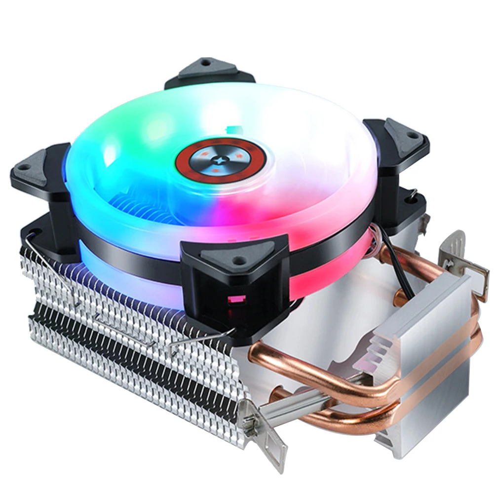 Multicolored Практичное рассеивание тепла компьютер с двойной диафрагмой Led cpu кулер вентилятор ночные плавники пылезащитный низкий уровень шума дома прочный мигающий - Цвет лезвия: Multicolored