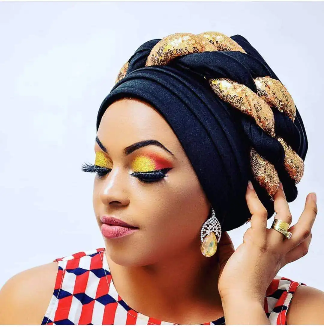 Fashion Scuba Fabric African ASO OKe Headtie Ready to Wear Auto Geles Women's Braid Turban Cap Muslim Headscarf Bonnet Headwear