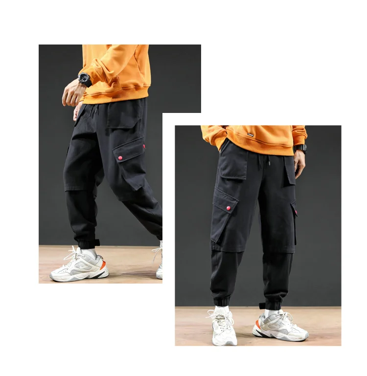 Streetwear Joggers Hip Hop Trousers Men Big Pocket Black Harem Pants Men Clothing Fashions Korean Style Jogger Pants Men