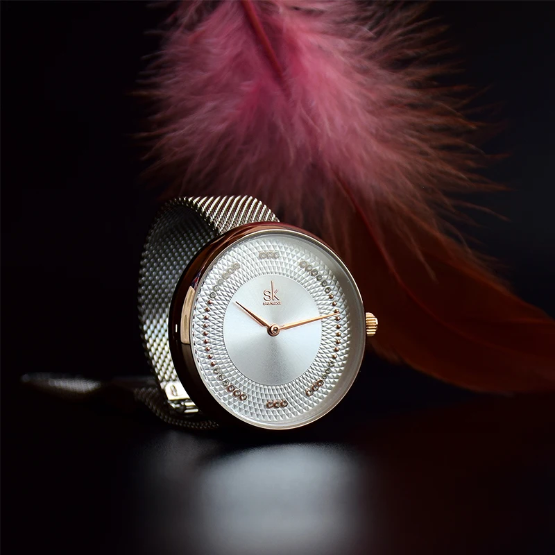Shengke Creative Women Watches 3 Colors Stylish Japanese Quartz Ladies Watch Luxury Stainless Steel Clock Reloj Mujer Wife Gift afbeelding