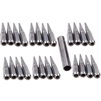 

24 Solid Spike Lug Nuts M14x1.5 for Tahoe Silverado 1500 for Ford F150 M14x1.5 Fit Chevy Tahoe 4.4" Tall w/ Key