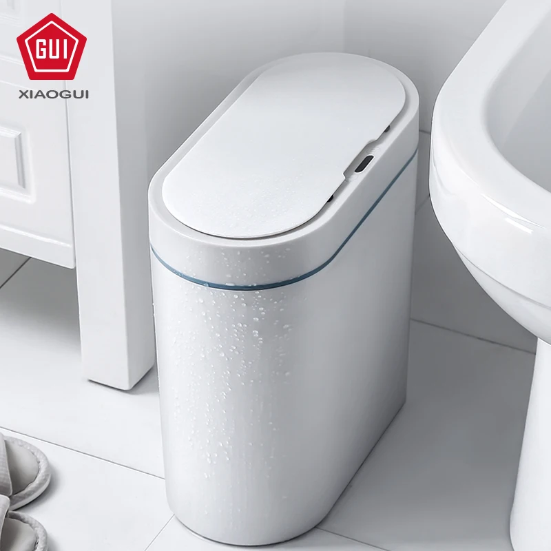 XIAO GUI умный датчик мусорный бак электронный автоматический бытовой ванная комната туалет водонепроницаемый мусорный бак узкий шов