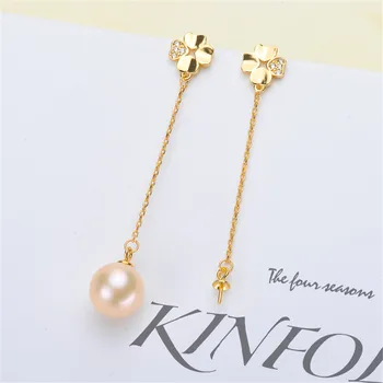 

HOT High Quality S925 Sterling Silver Stud Earrings Settings DIY Pearl Earring Hooks Findings Women's Jewelry Making Accessories