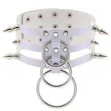 Модное белое ожерелье с регулируемой металлической заклепкой и вырезами, панк готический на бретелях, топы, вечерние женские кожаные ремни