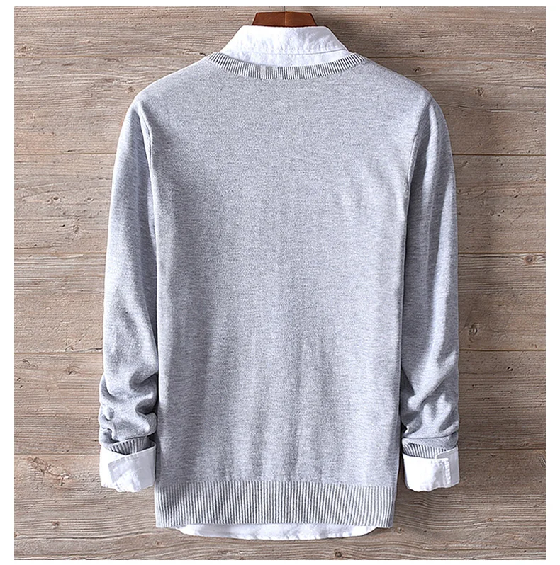 Men Spring Autumn Fashion Korea Style Solid Color Chicken Heart V-neck Cotton Sweater Male Casual Thin Pullover Knitted Sweaters