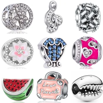 

European Crystal Cherry Arrow Stars Baby Girl Watermelon Flowers Beads Charms Fit Pandora Bracelets for Women Femme DIY Bijoux