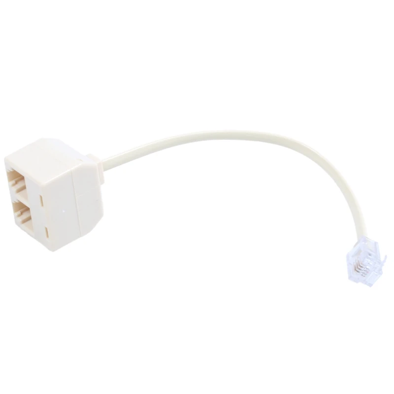 

RJ 11 6P 4 C connector 2 x jack port M / F splitter phone adapter cable beige